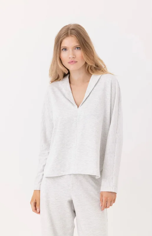 Kobe Pullover Light Heather Grey - Sundays Ruffle Sleeve Feminine