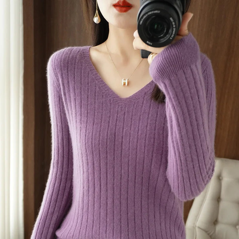 Casual Women Sweater 2023 Autumn Winter Warm Basic Top  V--neck Spring Bottoming Shirt Long Sleeve Fashion Korean Knit Pullovers Polo Neck Sweater