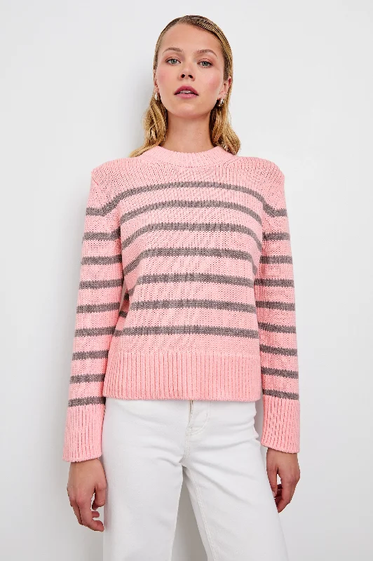 ALISE SWEATER - PINK HEATHER STRIPE Tailored Straight A-Line