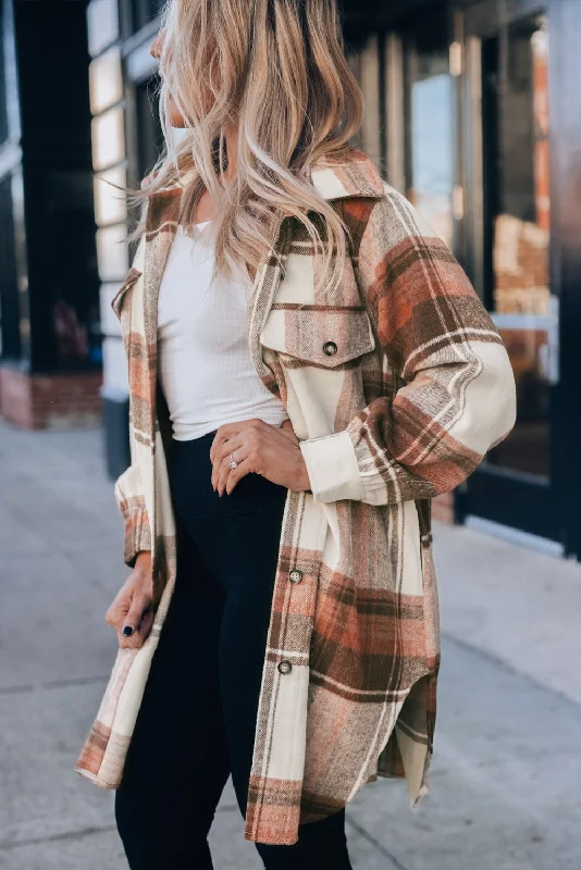 Trendy Plaid Shirt Jacket for Women One-Shoulder Jacket Off-the-Shoulder Jacket Asymmetrical Jacket