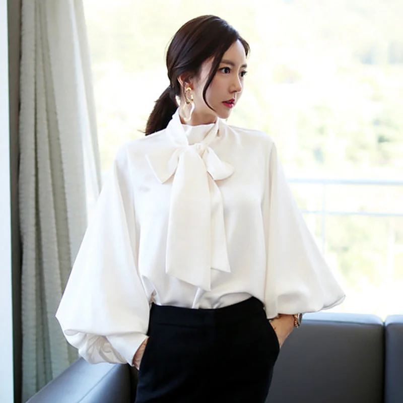 Designed Chiffon Elegant Pullover Women Blouses Over Sleeve Pullover