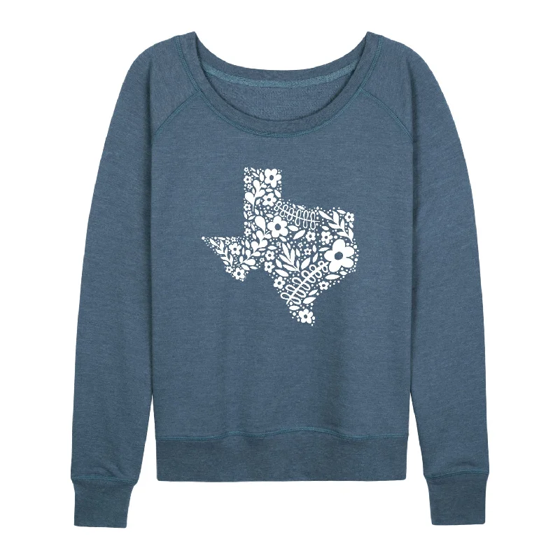 Floral Texas Fill Womens French Terry Pullover Chenille Soft Sweater