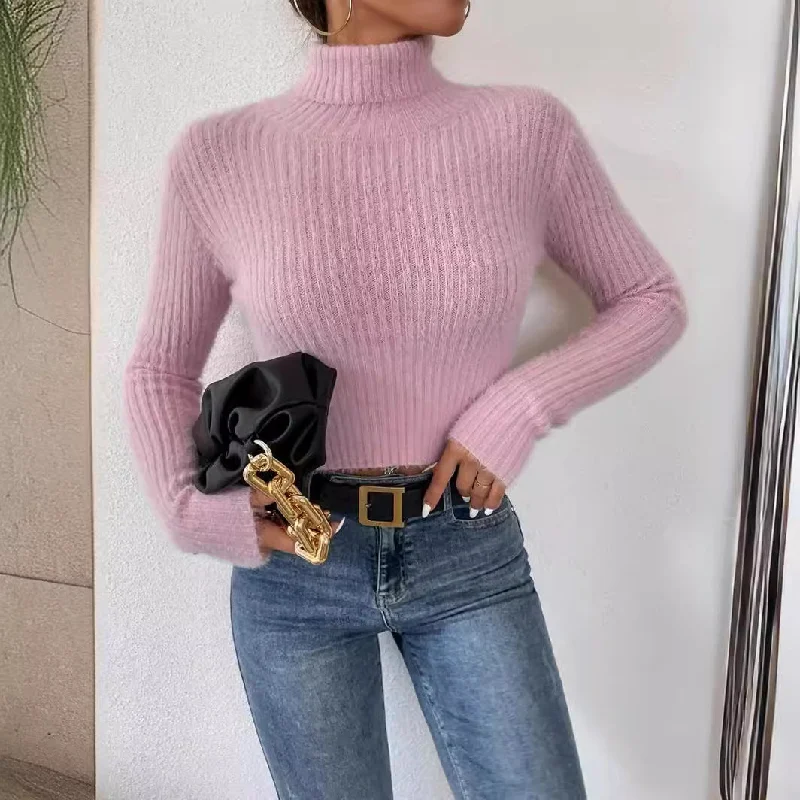 Fashion High Neck Knitted Pullover Sweaters dolman Sleeve Top