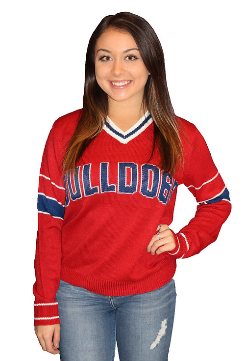 Gonzaga Bulldogs Red Tribute V-Neck Sweater (UNISEX SIZING) Stylish Fashionable Trendy