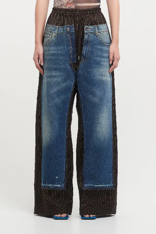 Jean Paul Gaultier Oversize Trousers with Denim Details Trousers Elastic Waist Soft