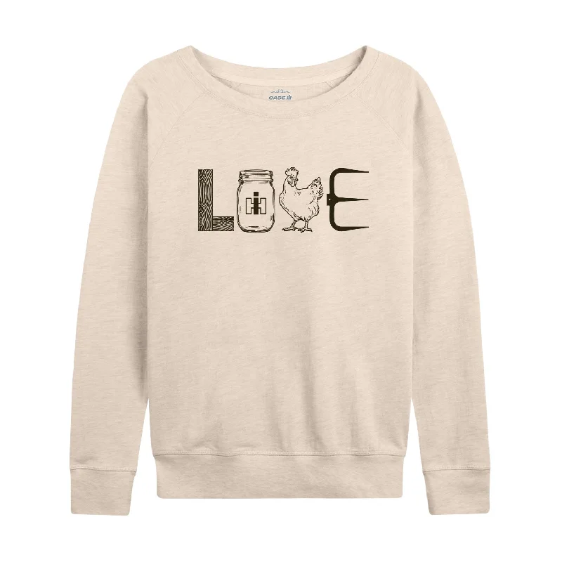 IH Love Farm Icons Womens French Terry Pullover Blouson Sleeve Pullover