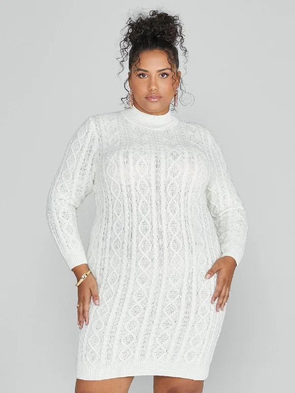 Fashion To Figure - Kendra Cutout Cable Knit Sweater Dress Long Sweater Short Sweater Cropped Sweater