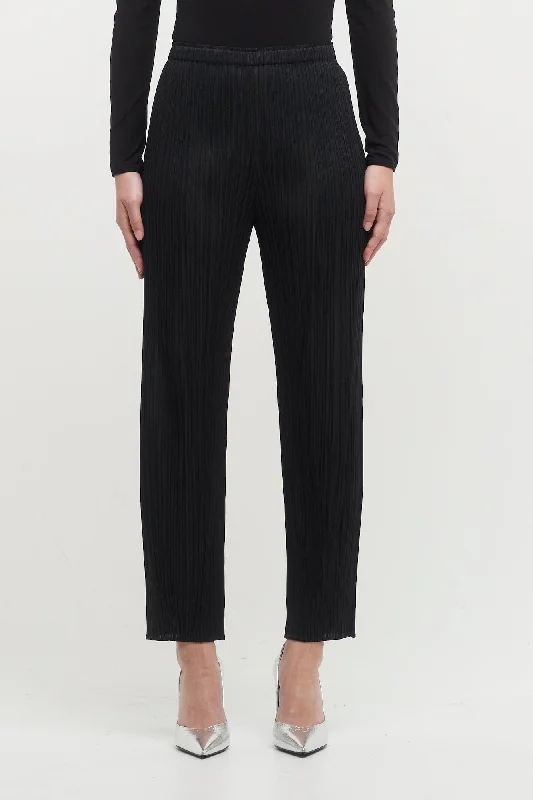 Pleats Please Issey Miyake Basics Trousers in Black Trousers Bootcut Casual