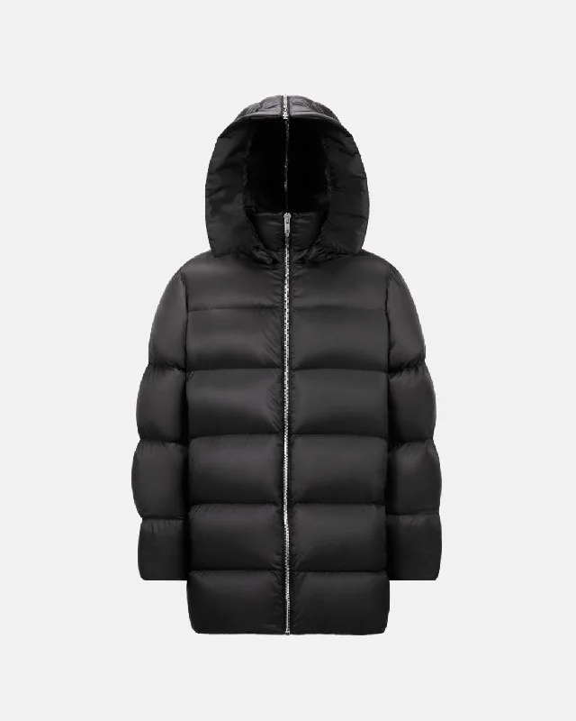 X Moncler Hooded Cyclopic Jacket Black Welt Pockets Slit Pockets Flap Pockets