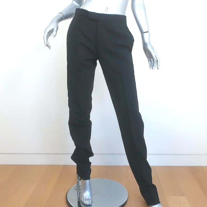 Dior Tuxedo Pants Black Wool-Mohair Size 46R Straight Leg Trousers Trousers Timeless Classic