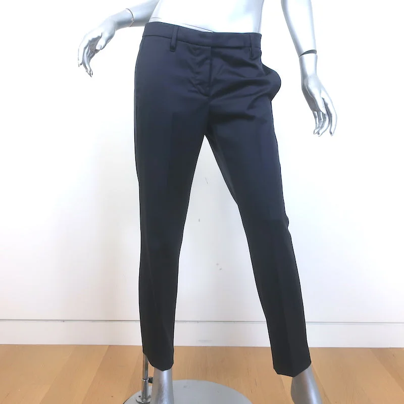 Brunello Cucinelli Skinny Leg Trousers Black Stretch Wool Sateen Size 42 Trousers Recommended Stylist