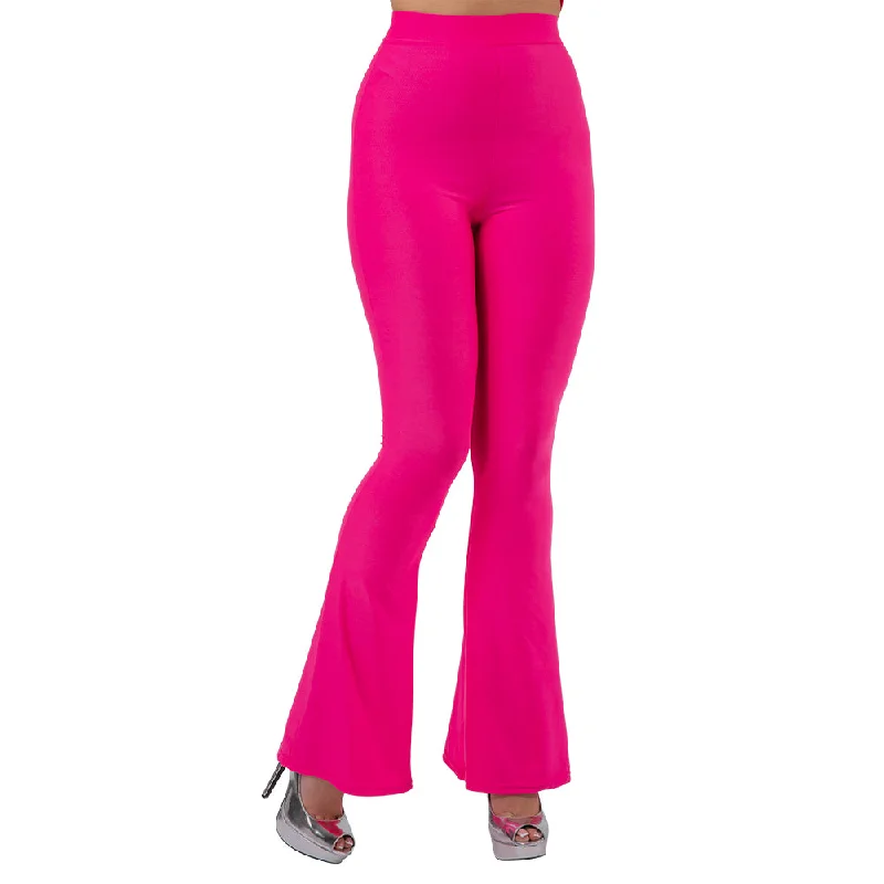 Retro Flares - Hot Pink 70s Ladies Trousers Trousers Mesh Breathable