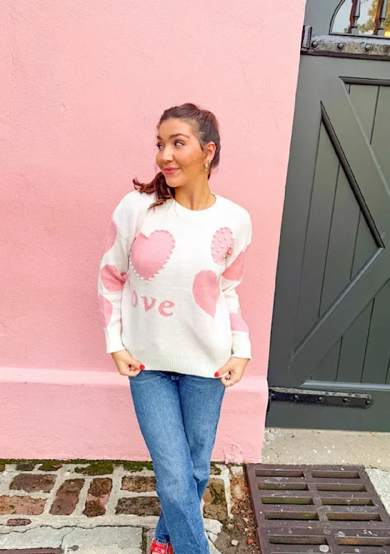 Love Pearl Heart Sweater-online exclusive Elasticated Padded Insulated