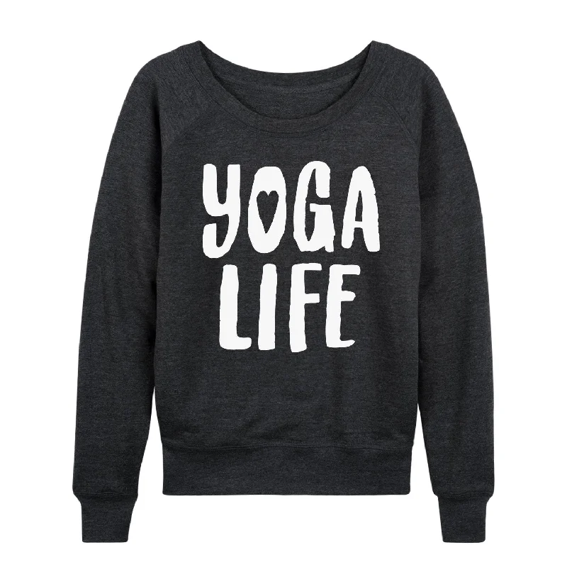 Yoga Life Womens French Terry Pullover Crew Neck Wool