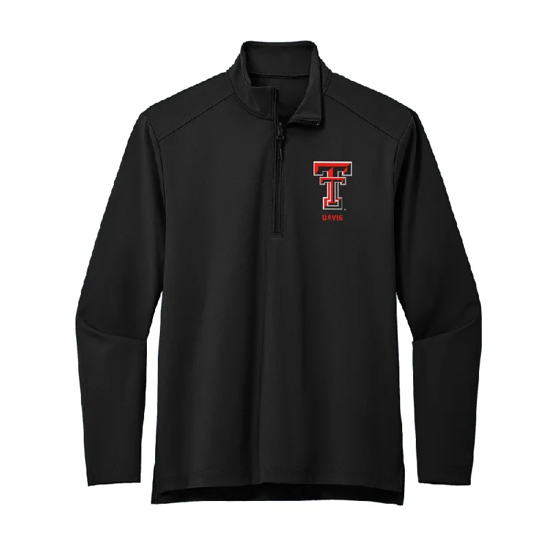 Texas Tech - NCAA Women's Track & Field : McKenzie Davis - Premium Quarter Zip Jacket Boat Neck Shawl Collar Notched Collar