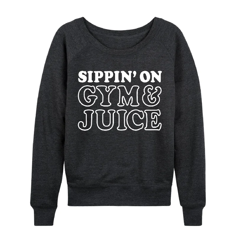 Sippin On Gym And Juice Womens French Terry Pullover Soft Wool Sweater