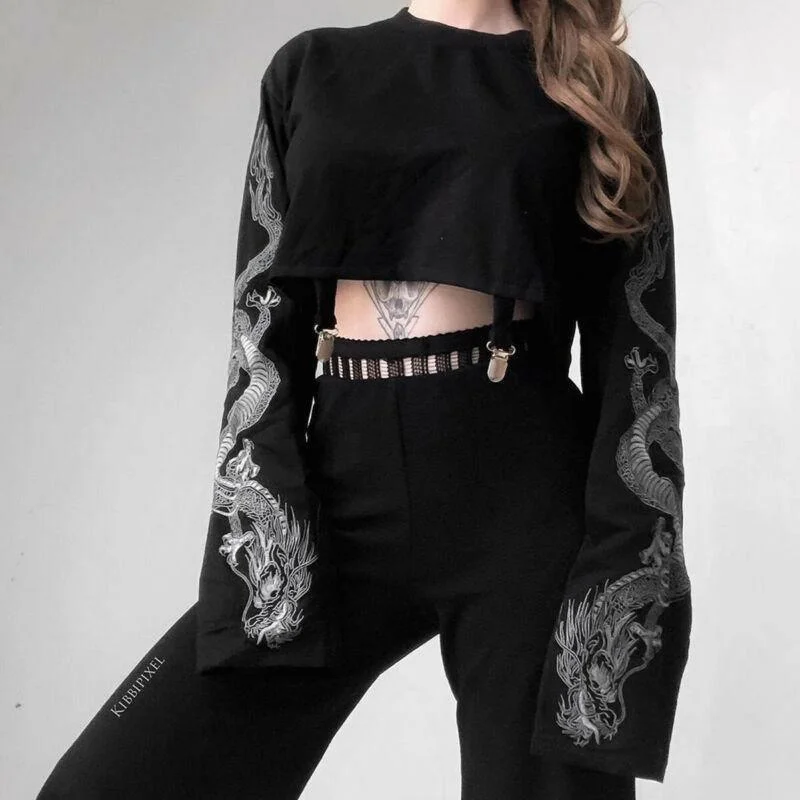 Autumn Loose Jumper Pullovers Crop Tops For Women Asymmetrical Neck Pullover