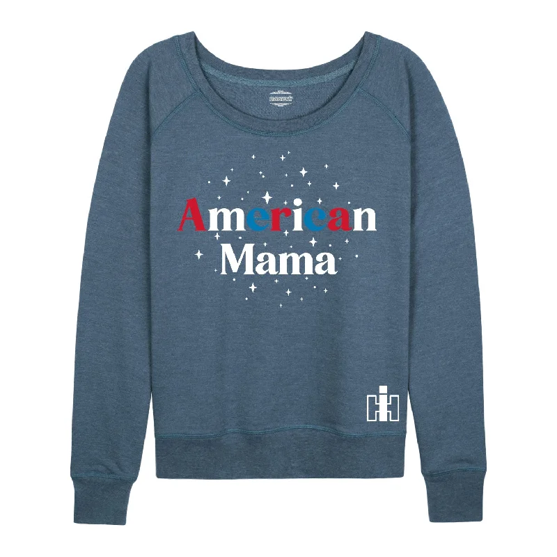 American Mama IH Womens French Terry Pullover Spaghetti Sleeve Top