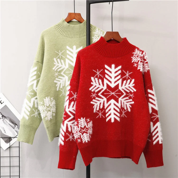 Merry Christmas Knitted Women Sweaters Neon Metallic Matte