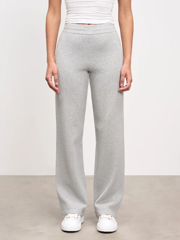 Womens Chunky Knitted Trouser in Marl Grey Trousers Bestseller Popular