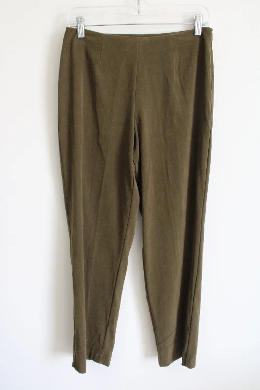 Sag Harbor Olive Green Trouser Sueded Pants | 8 Petite Trousers Low Rise Relaxed