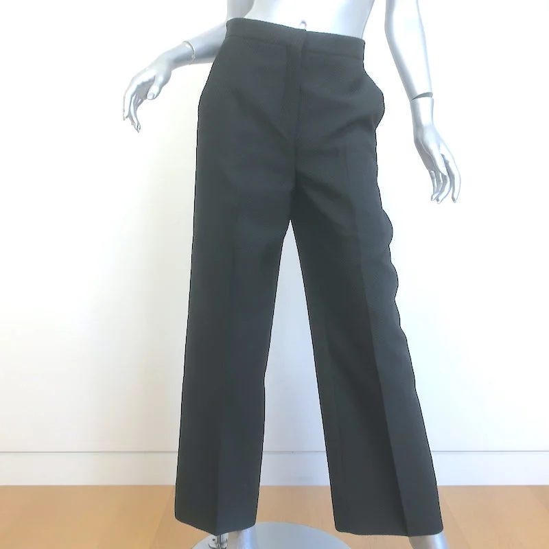 Christian Dior Wide Leg Trousers Black Textured Suiting Size US 4 Trousers chic fashionable