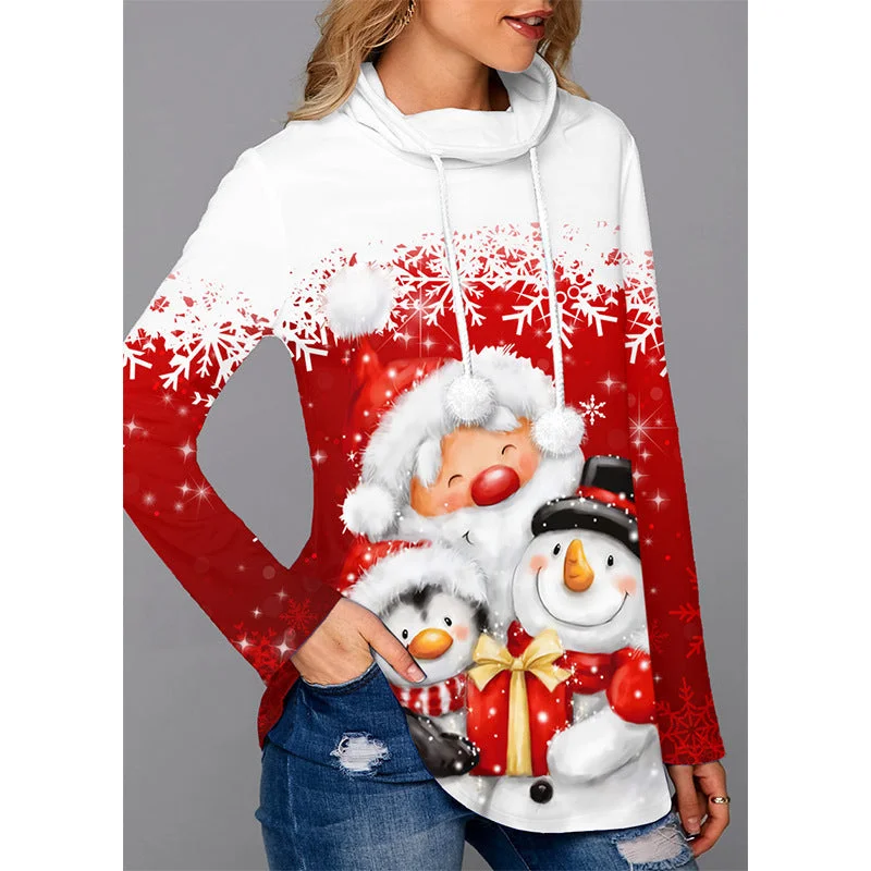 Merry Christmas Elk Print Pullover Sweaters Boat Neck Sweater